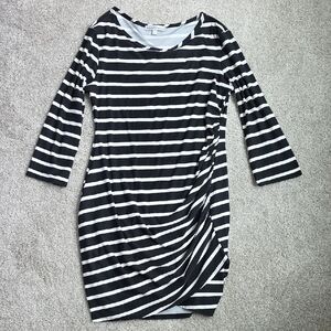 Moa Moa Black and White Asymmetrical Sheath Dress